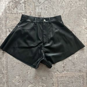 WeWoreWhat vegan leather flare bell shorts